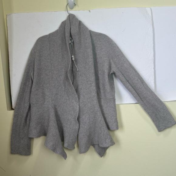 Rino Rossi Vintage New Cashmere Knit Sweater Shawl Collar Ribbed Flare Peplum XL - Picture 6 of 16